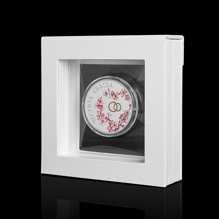 Сребърен медал "Честита Сватба", с гравиране, 20г