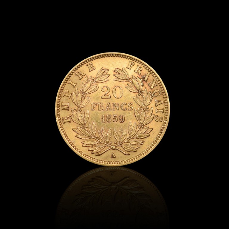 20 Златни Франка Наполеон III Бонапарт, 6.45 г