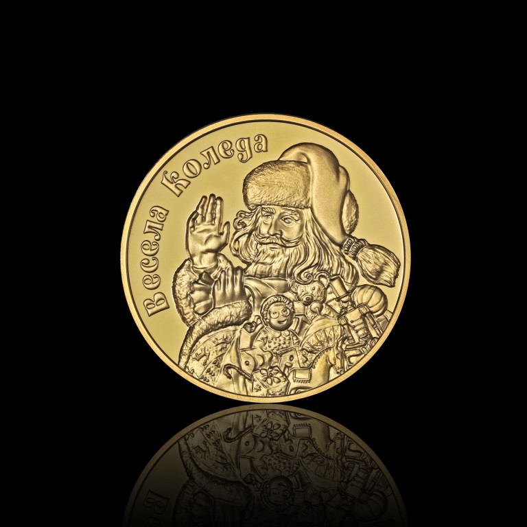 Santa Claus Christmas Medal with Solid Gold Plating, 26g